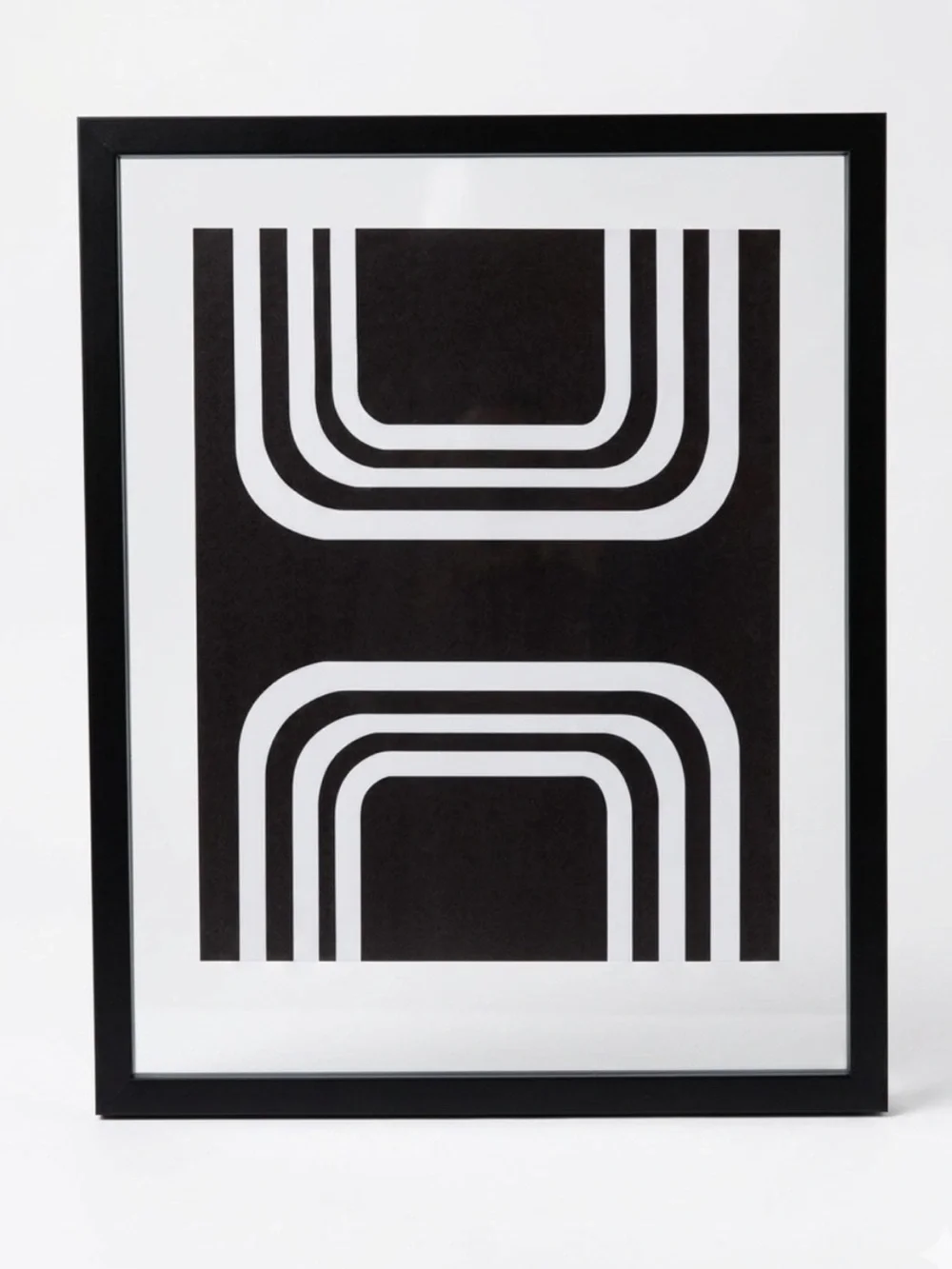 MCM Black Floating Gallery Frame Project 62 15x19 & Abstract Giclee Art 11x14